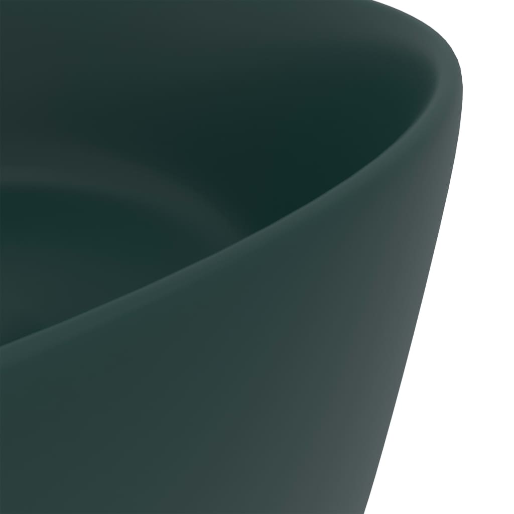 Luxury Wash Basin Round Matt Dark Green 40x15 cm Ceramic