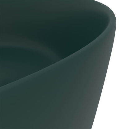 Luxury Wash Basin Round Matt Dark Green 40x15 cm Ceramic