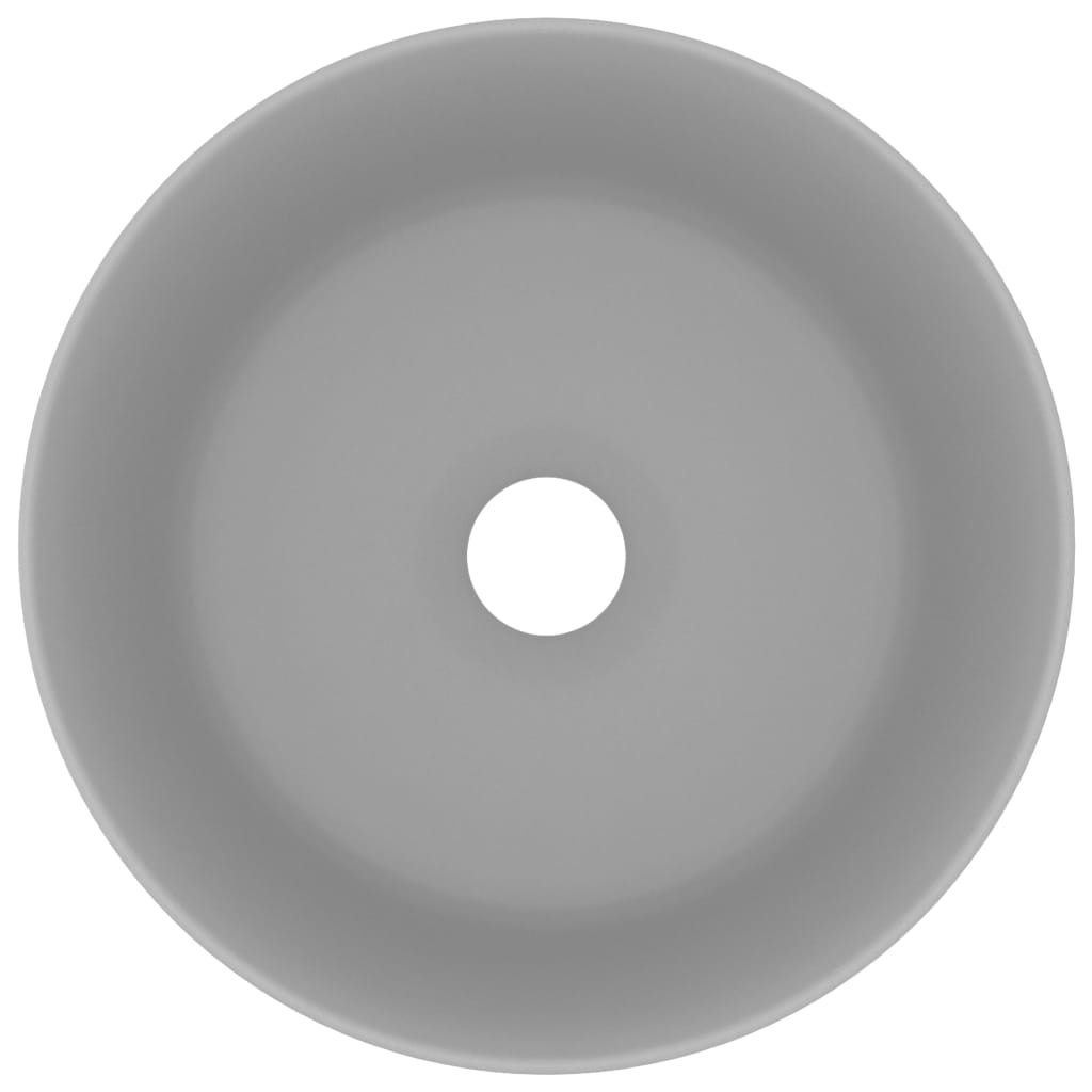 Luxury Wash Basin Round Matt Light Grey 40x15 cm Ceramic