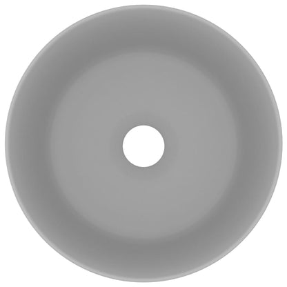 Luxury Wash Basin Round Matt Light Grey 40x15 cm Ceramic
