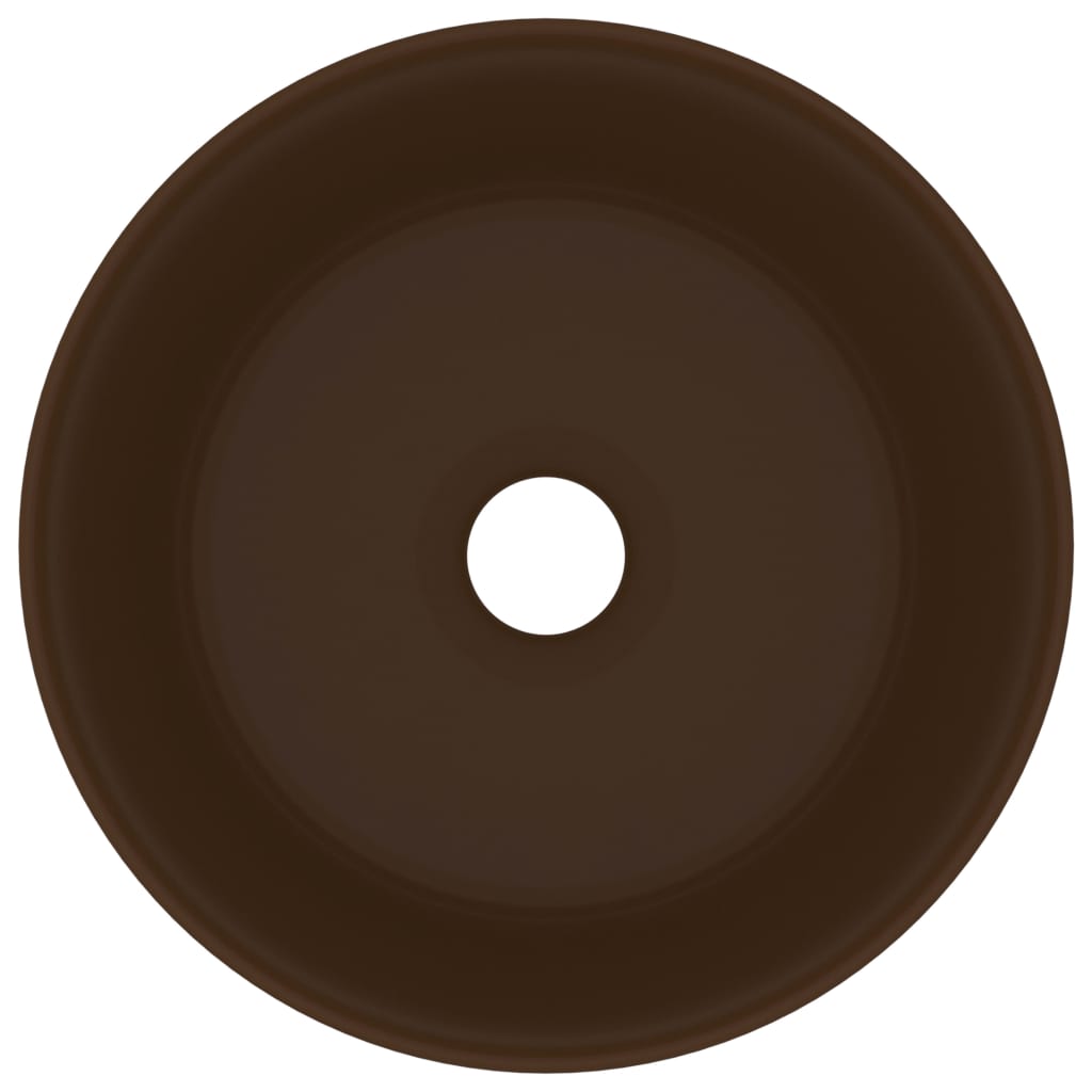 Luxury Wash Basin Round Matt Dark Brown 40x15 cm Ceramic