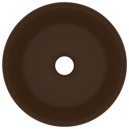 Luxury Wash Basin Round Matt Dark Brown 40x15 cm Ceramic