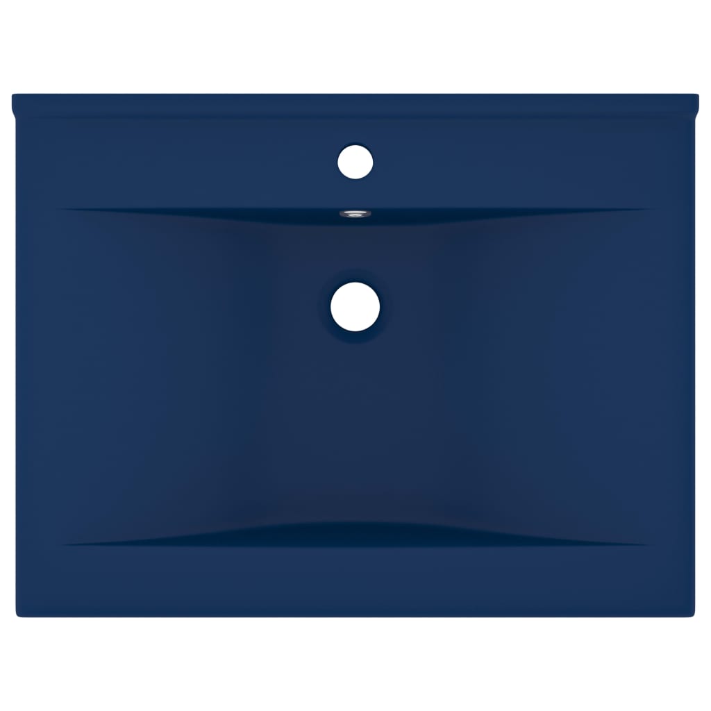 Luxury Basin with Faucet Hole Matt Dark Blue 60x46 cm Ceramic
