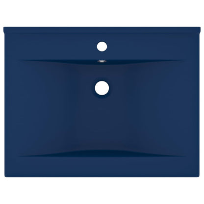 Luxury Basin with Faucet Hole Matt Dark Blue 60x46 cm Ceramic