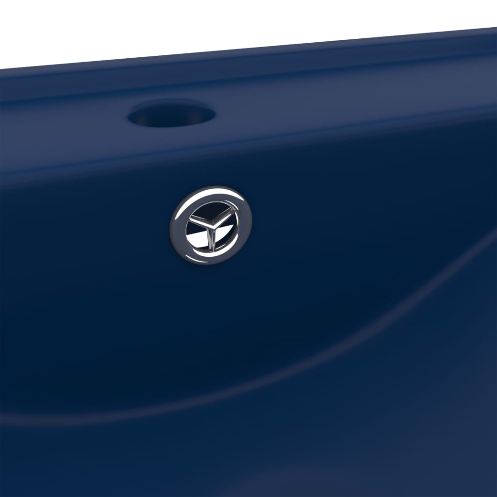 Luxury Basin with Faucet Hole Matt Dark Blue 60x46 cm Ceramic