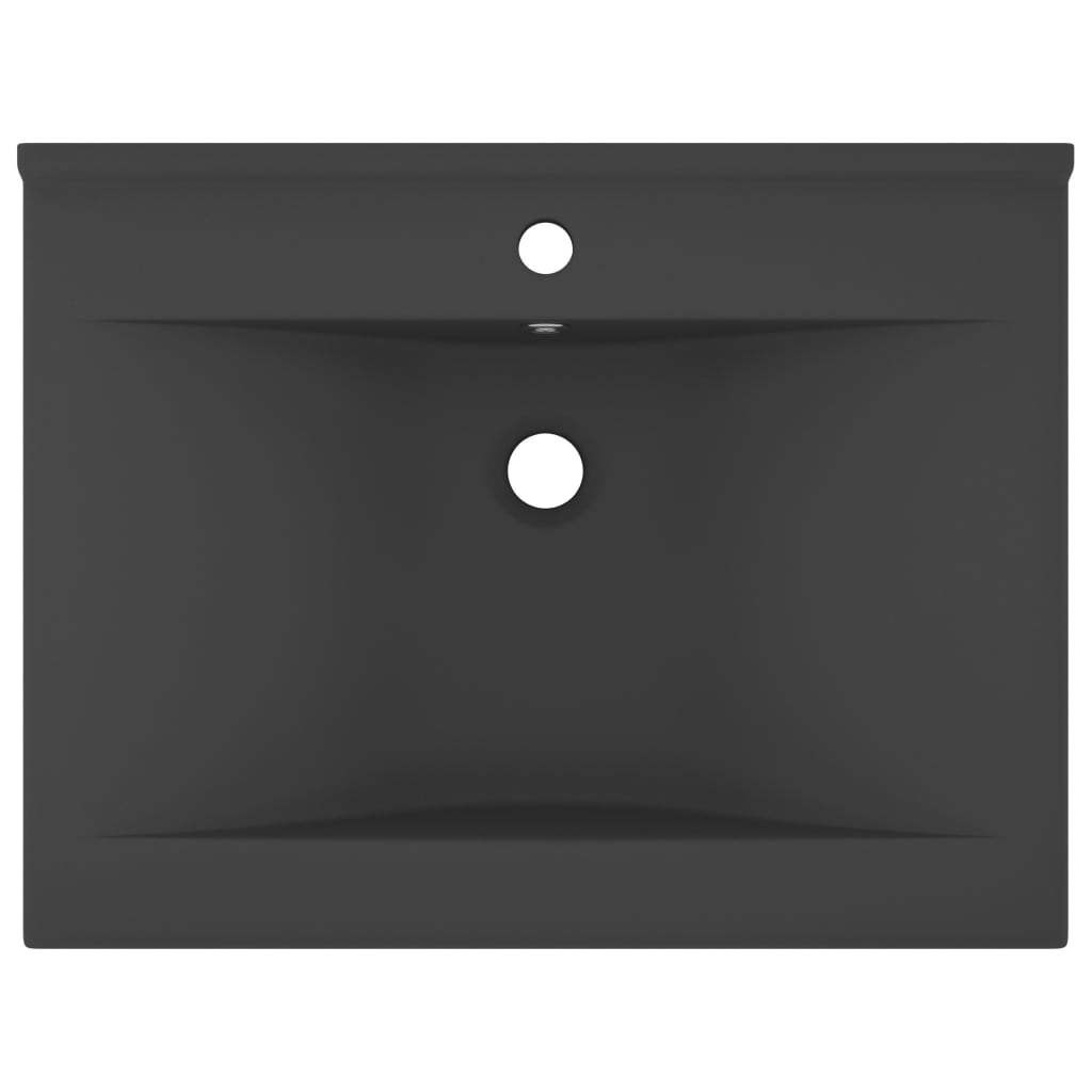 Luxury Basin with Faucet Hole Matt Dark Grey 60x46 cm Ceramic