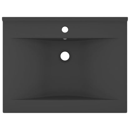 Luxury Basin with Faucet Hole Matt Dark Grey 60x46 cm Ceramic