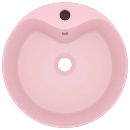 Luxury Wash Basin with Overflow Matt Pink 36x13 cm Ceramic