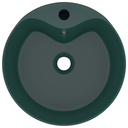 Luxury Wash Basin with Overflow Matt Dark Green 36x13 cm Ceramic
