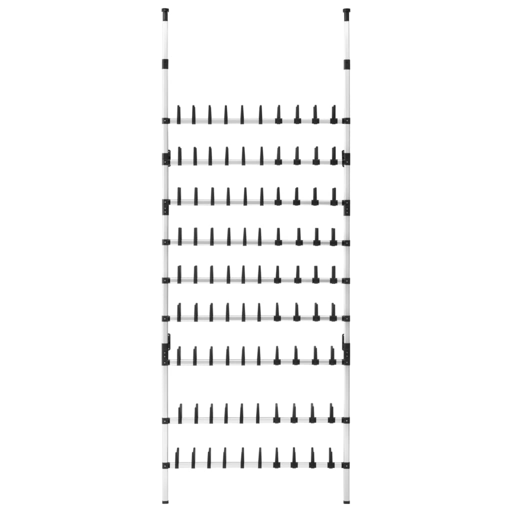 Telescopic Shoe Rack with Rods Aluminium