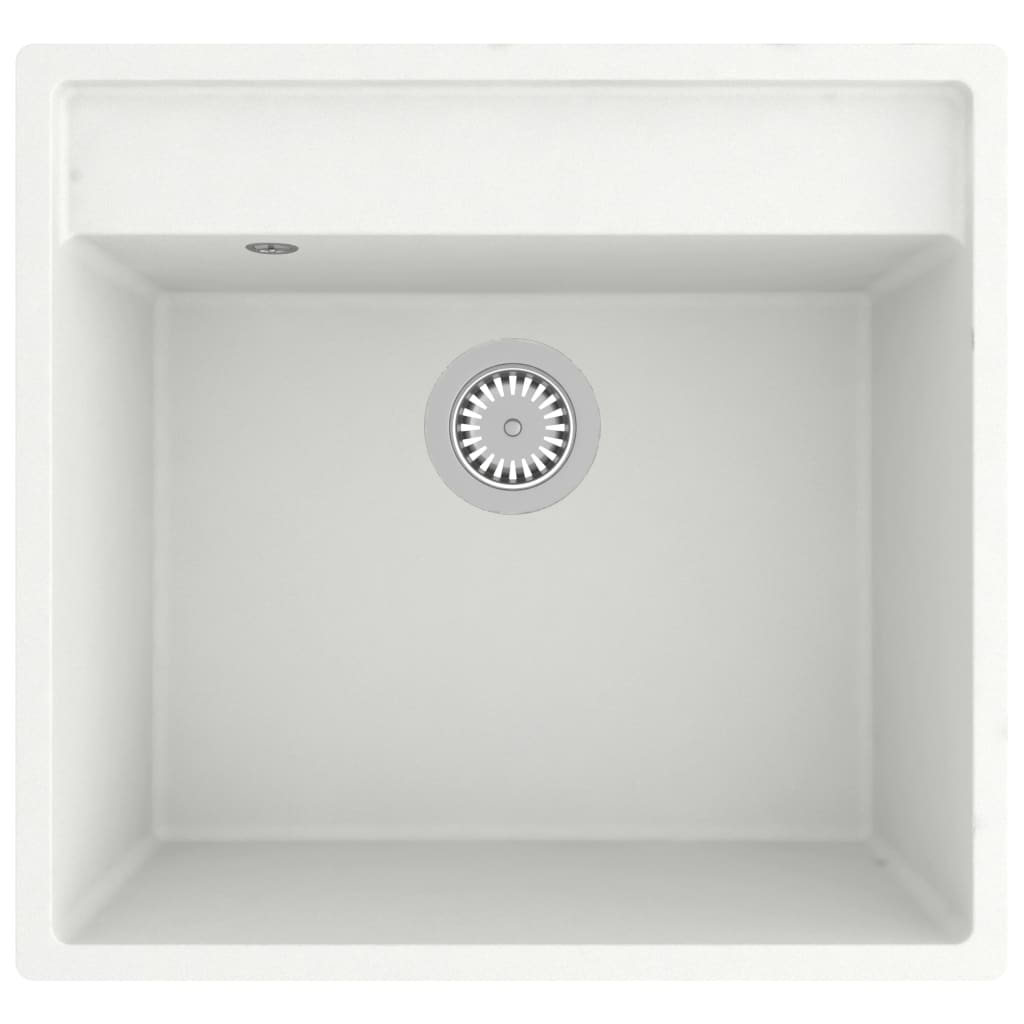 Kitchen Sink with Overflow Hole White Granite