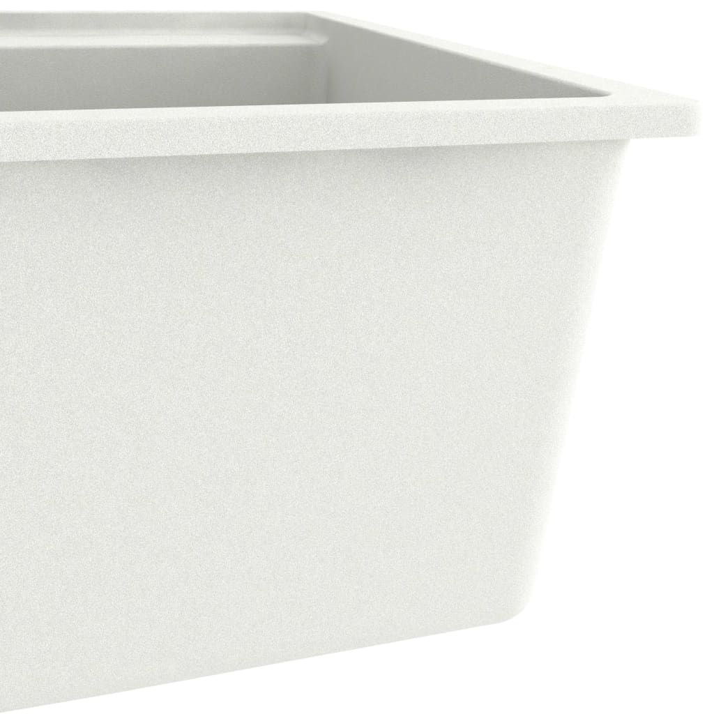 Kitchen Sink with Overflow Hole White Granite