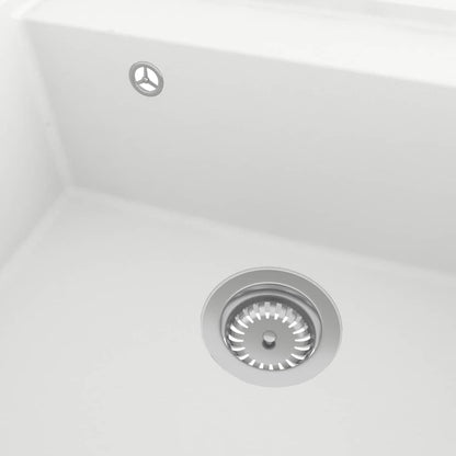 Kitchen Sink with Overflow Hole White Granite