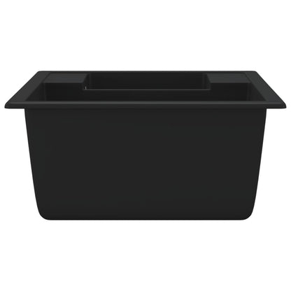 Kitchen Sink with Overflow Hole Double Basins Black Granite
