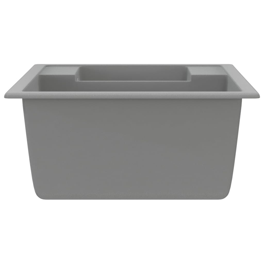 Kitchen Sink with Overflow Hole Double Basins Grey Granite