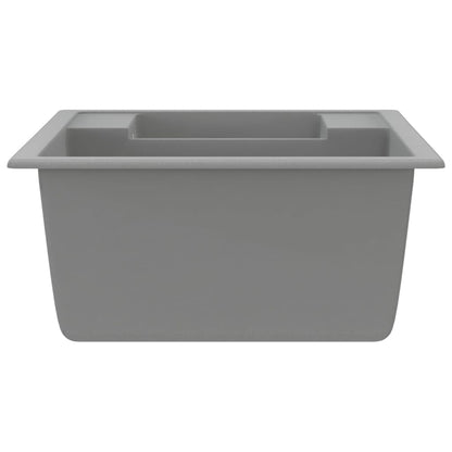 Kitchen Sink with Overflow Hole Double Basins Grey Granite