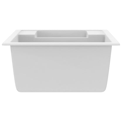Kitchen Sink with Overflow Hole Double Basins White Granite