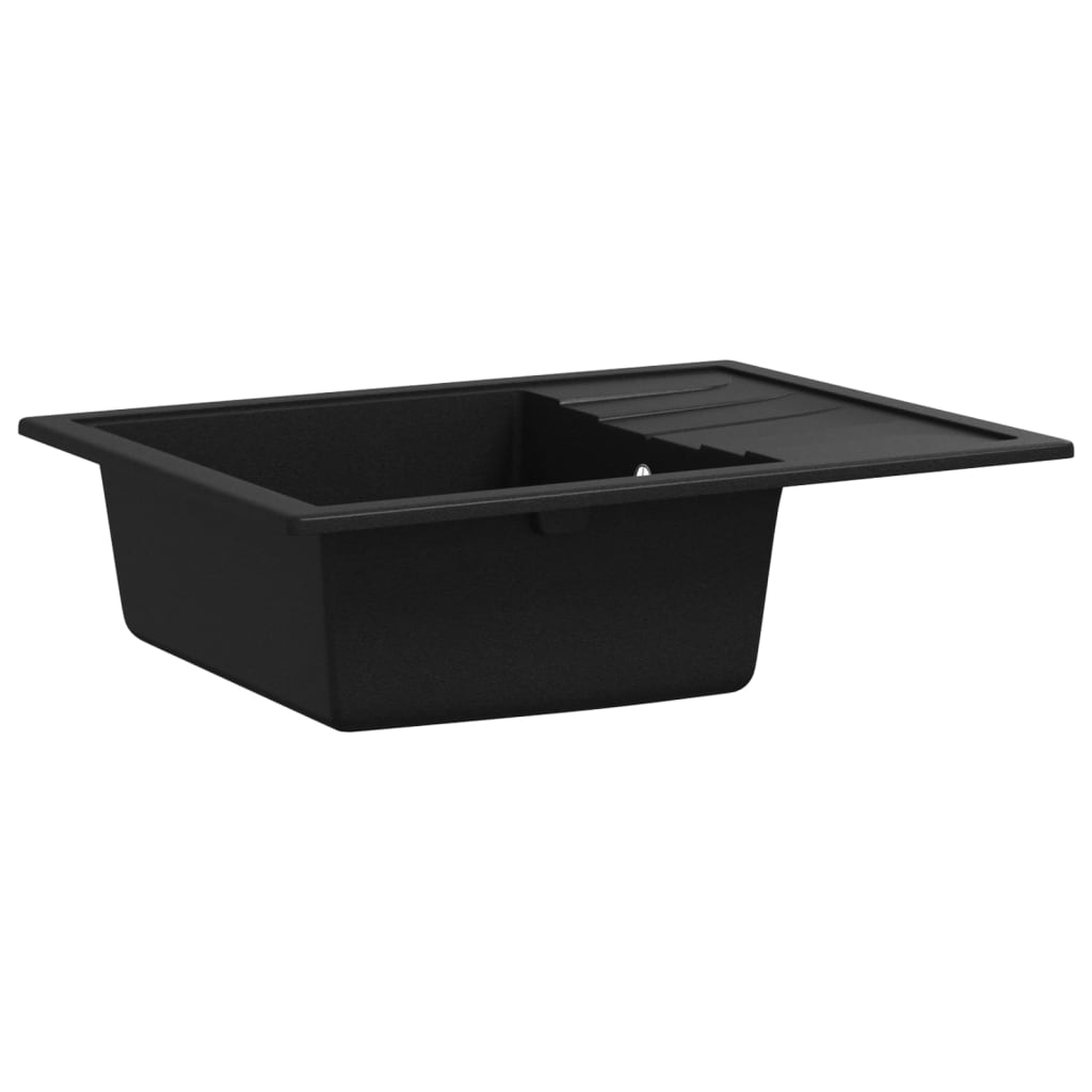 Kitchen Sink with Overflow Hole Oval Black Granite