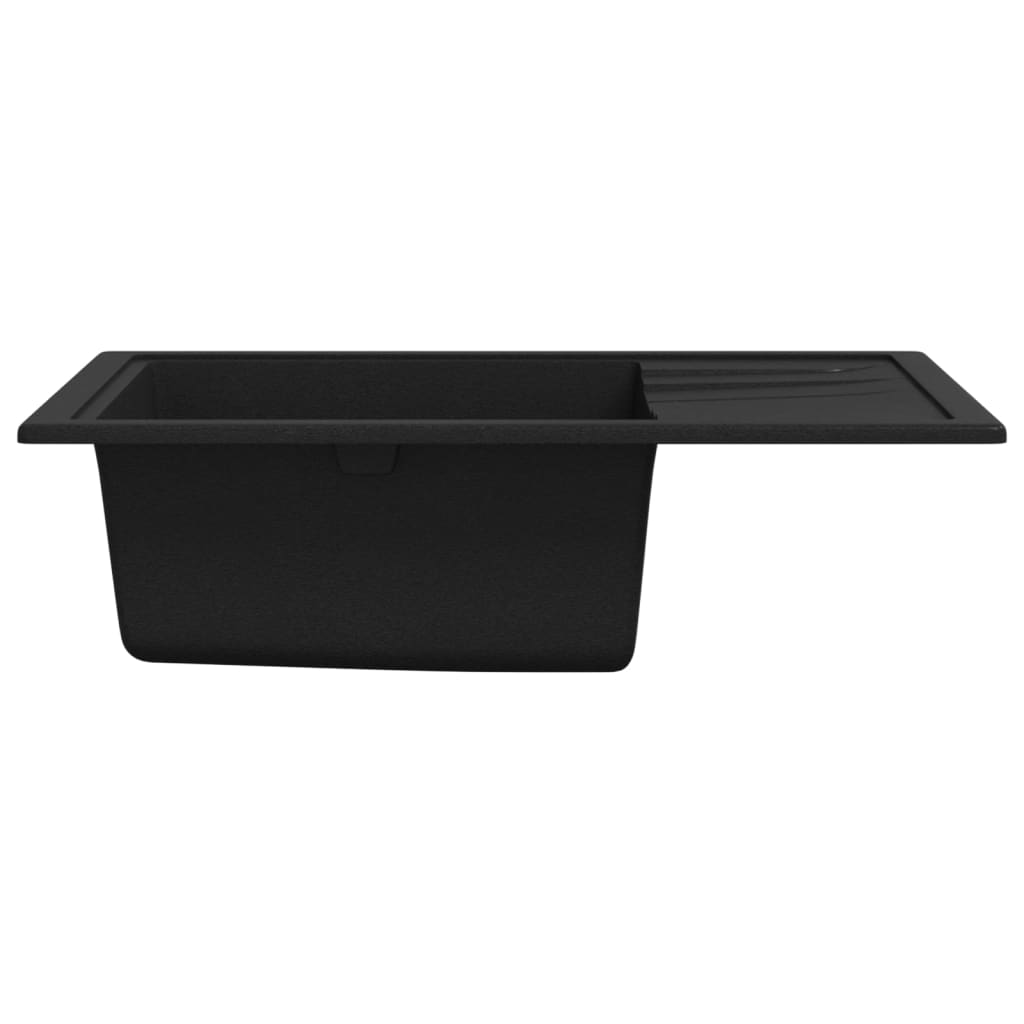 Kitchen Sink with Overflow Hole Oval Black Granite
