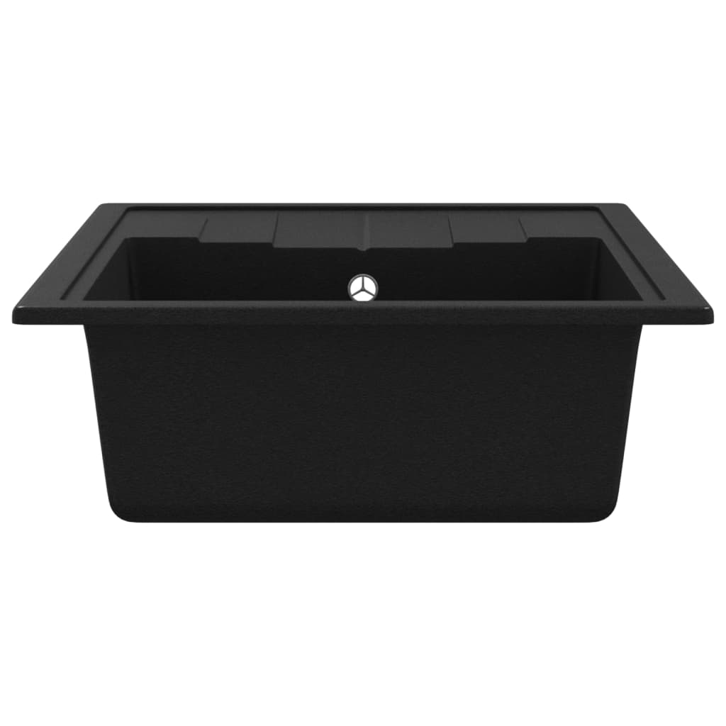 Kitchen Sink with Overflow Hole Oval Black Granite