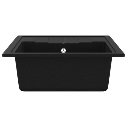 Kitchen Sink with Overflow Hole Oval Black Granite