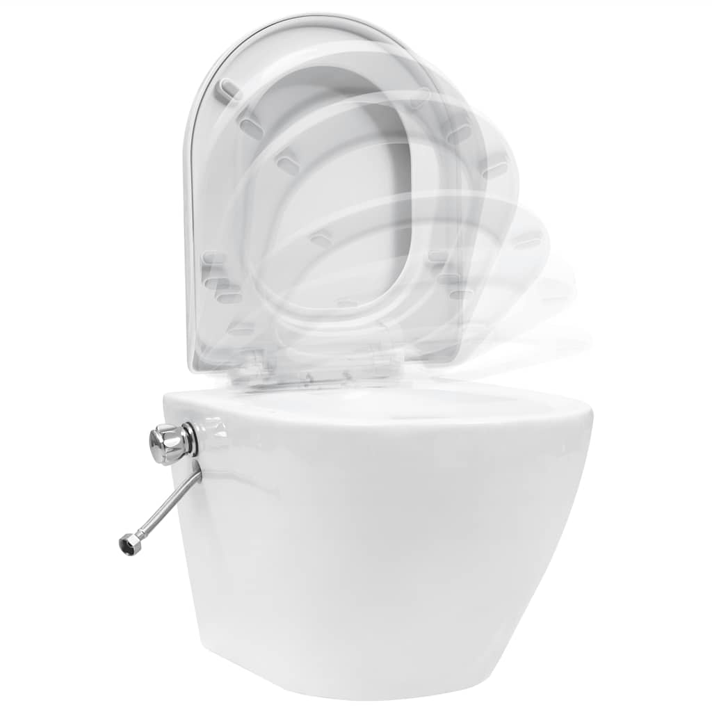 Wall Hung Rimless Toilet with Concealed Cistern Ceramic White