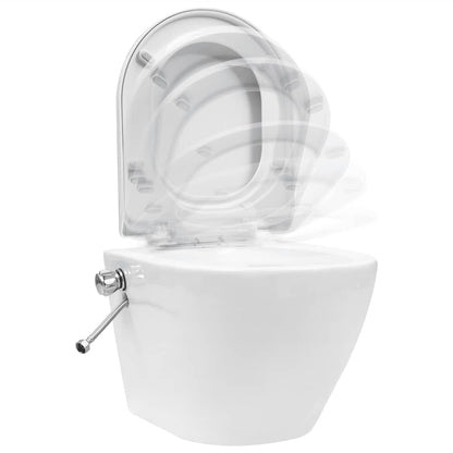 Wall Hung Rimless Toilet with Concealed Cistern Ceramic White