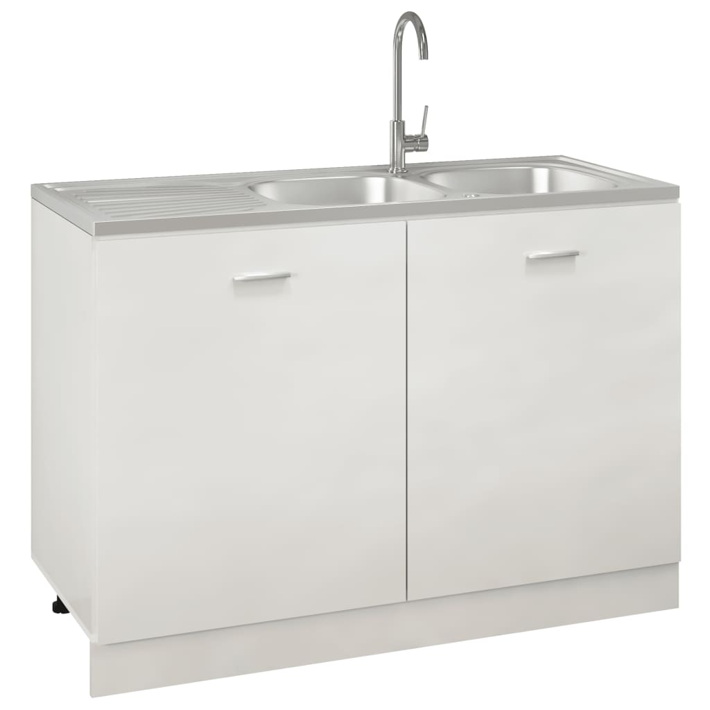 Kitchen Sink with Double Sinks Silver 1200x500x155 mm Stainless Steel