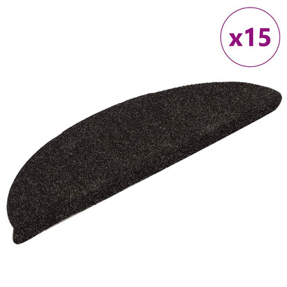 Stair Mats Self-adhesive 15 pcs 56x17x3 cm Dark Brown Half Round