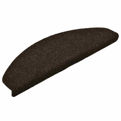 Stair Mats Self-adhesive 15 pcs 65x21x4 cm Dark Brown Half Round Large