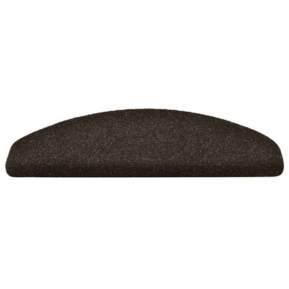 Stair Mats Self-adhesive 15 pcs 65x21x4 cm Dark Brown Half Round Large