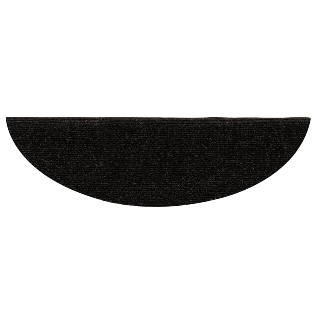 Stair Mats Self-adhesive 15 pcs 65x21x4 cm Dark Brown Half Round Large