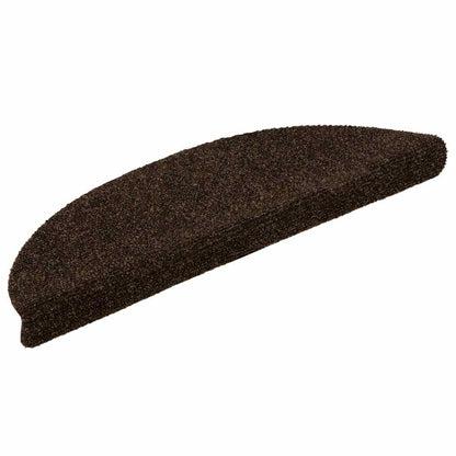 Stair Mats Self-adhesive 15 pcs 56x17x3 cm Brown Half Round
