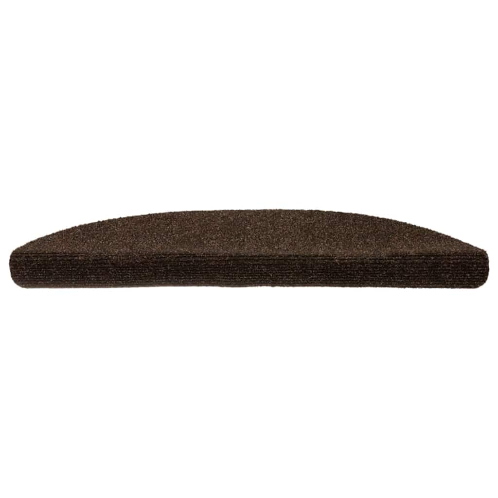 Stair Mats Self-adhesive 15 pcs 56x17x3 cm Brown Half Round
