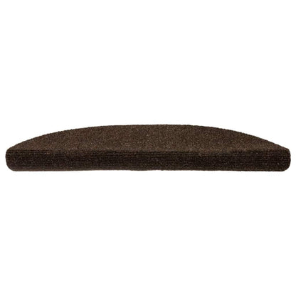 Stair Mats Self-adhesive 15 pcs 56x17x3 cm Brown Half Round