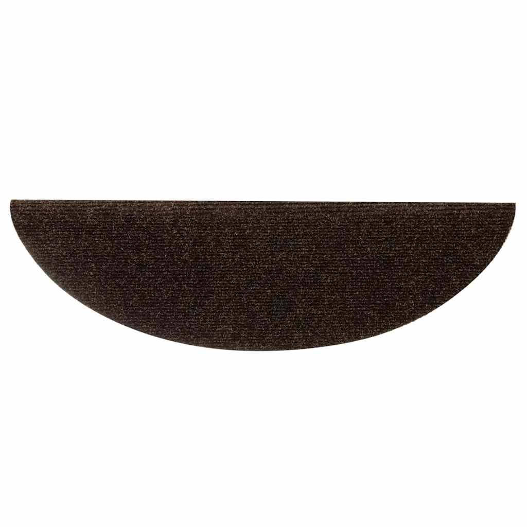 Stair Mats Self-adhesive 15 pcs 56x17x3 cm Brown Half Round