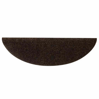 Stair Mats Self-adhesive 15 pcs 56x17x3 cm Brown Half Round