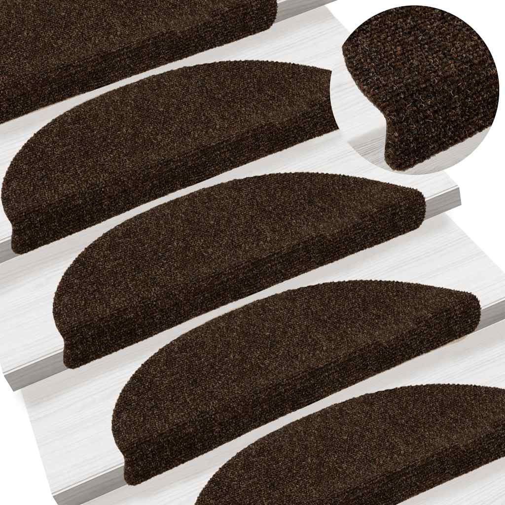 Stair Mats Self-adhesive 15 pcs 56x17x3 cm Brown Half Round