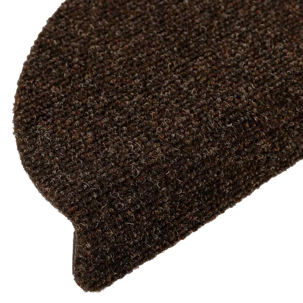 Stair Mats Self-adhesive 15 pcs 56x17x3 cm Brown Half Round