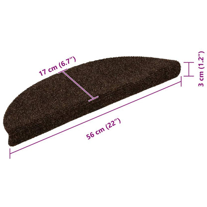 Stair Mats Self-adhesive 15 pcs 56x17x3 cm Brown Half Round