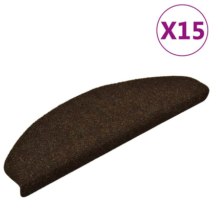 Stair Mats Self-adhesive 15 pcs 65x21x4 cm Brown Half Round Large