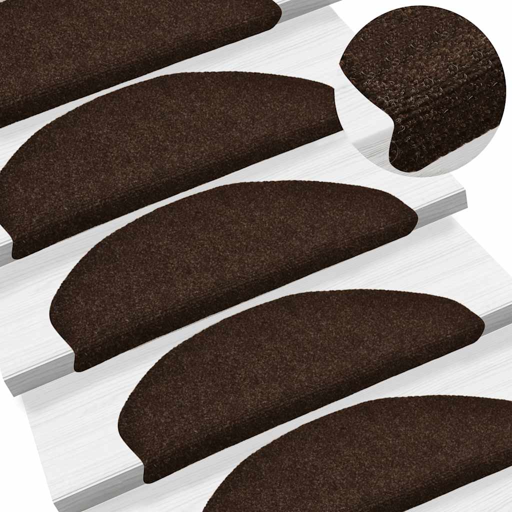 Stair Mats Self-adhesive 15 pcs 65x21x4 cm Brown Half Round Large