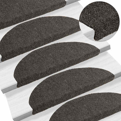 Stair Mats Self-adhesive 15 pcs 65x21x4 cm Anthracite Half Round Large
