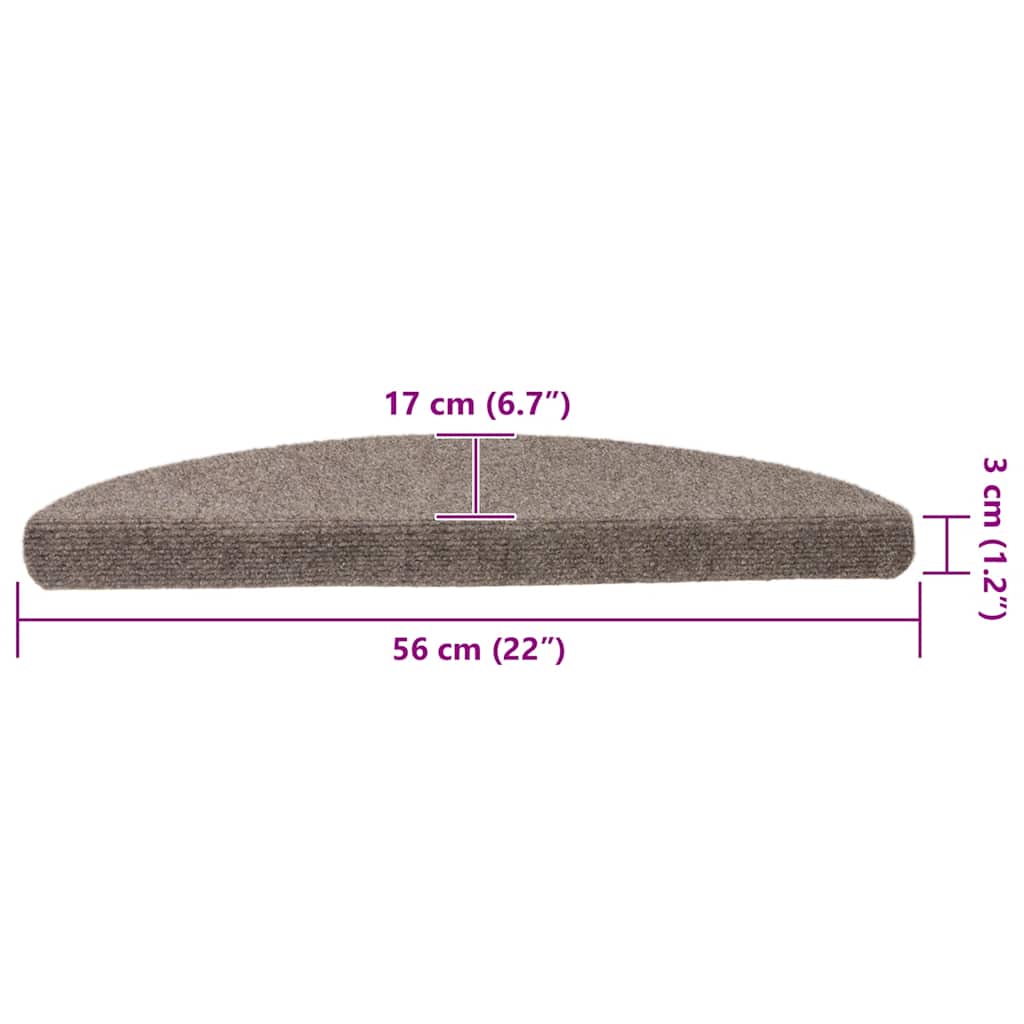 Stair Mats Self-adhesive 15 pcs 56x17x3 cm Beige Half Round