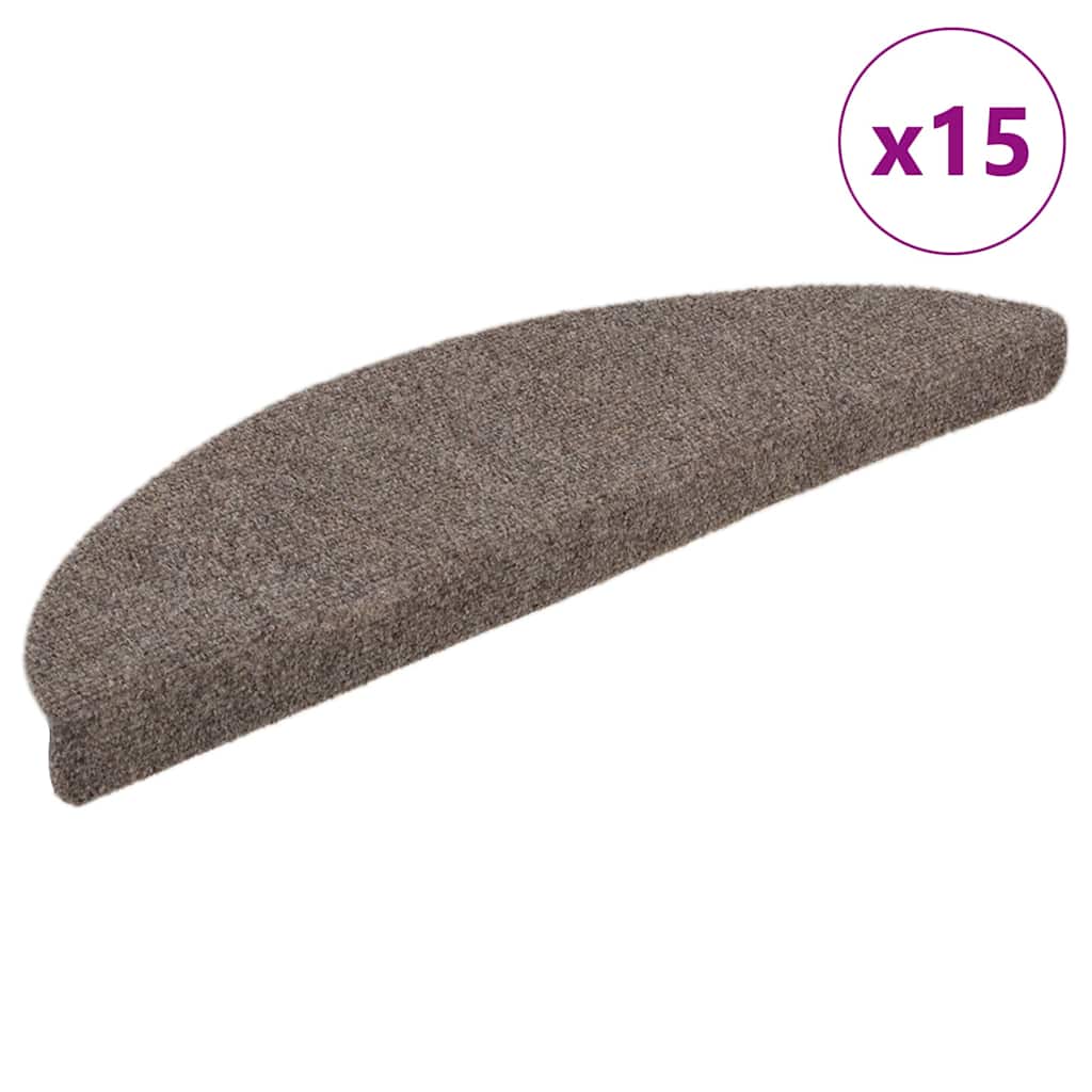Stair Mats Self-adhesive 15 pcs 65x21x4 cm Beige Half Round Large