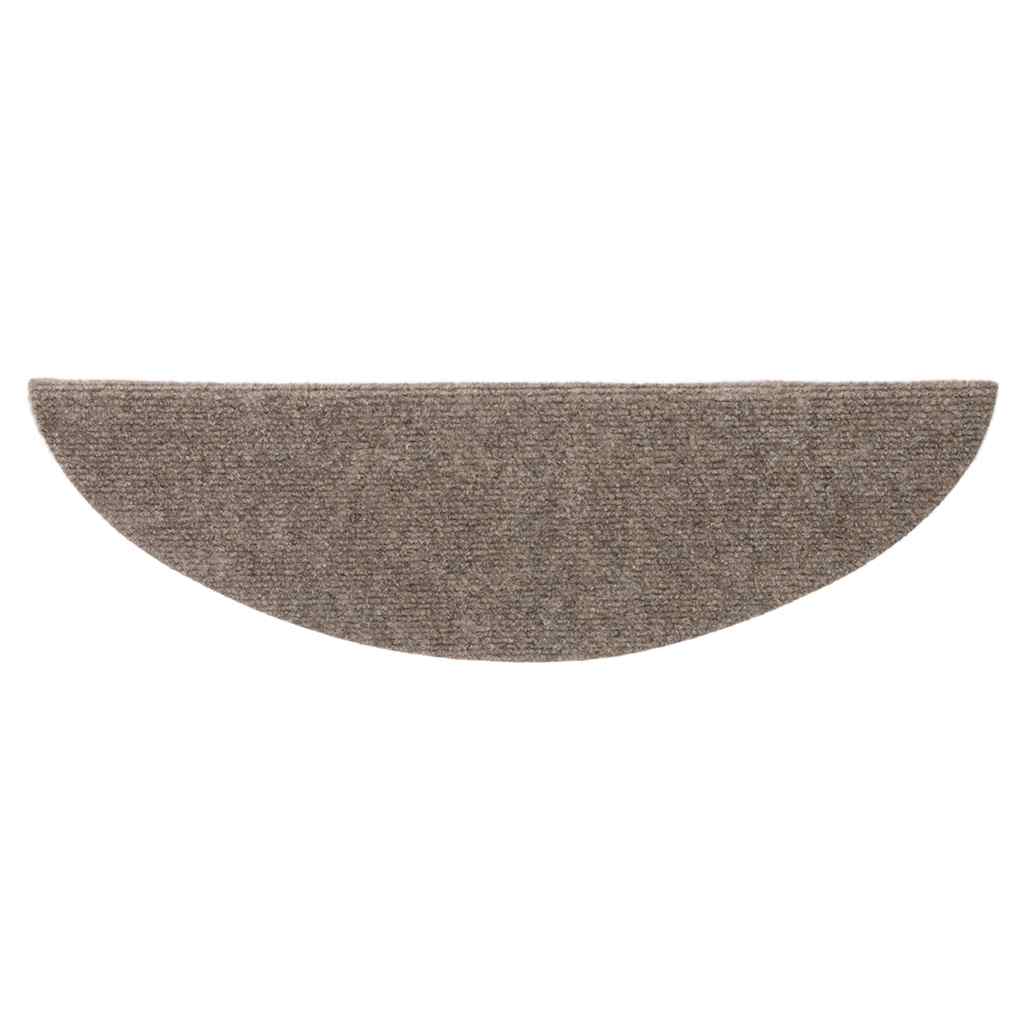 Stair Mats Self-adhesive 15 pcs 65x21x4 cm Beige Half Round Large