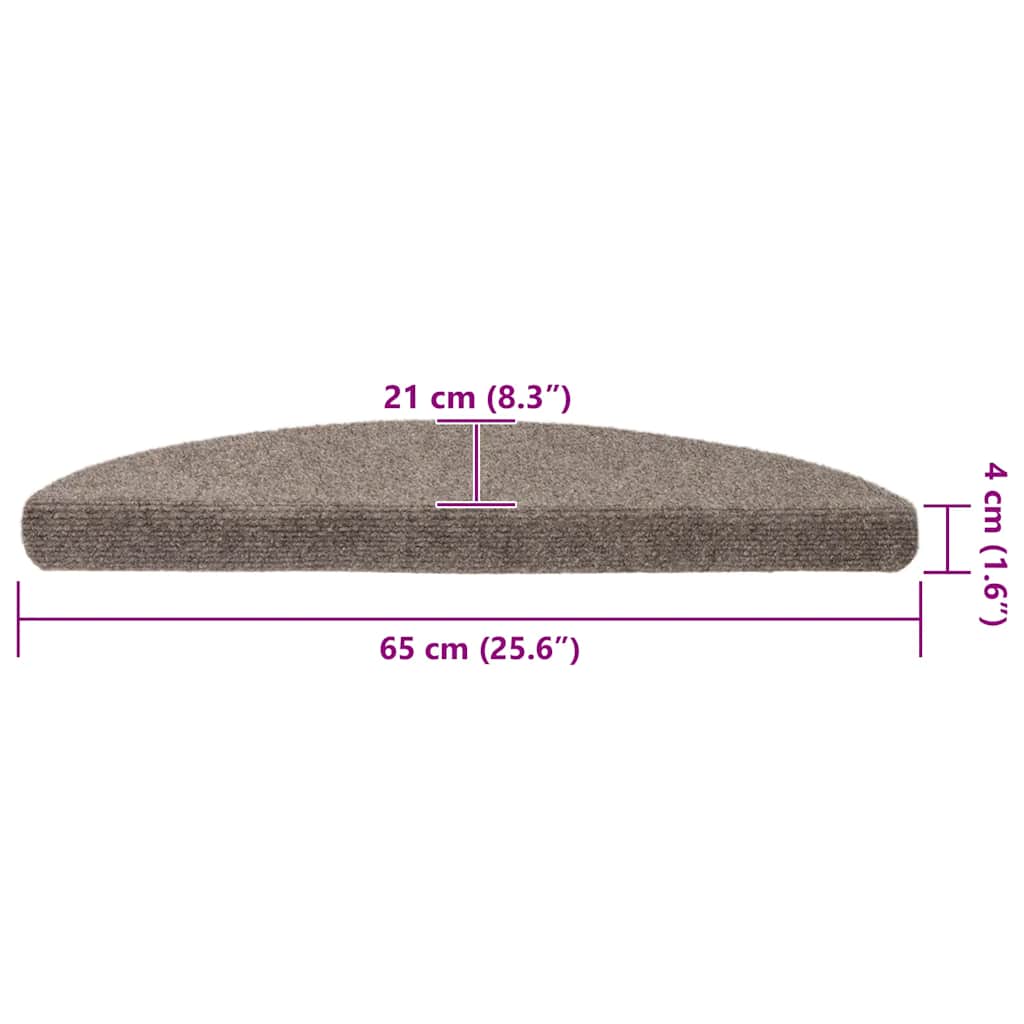 Stair Mats Self-adhesive 15 pcs 65x21x4 cm Beige Half Round Large