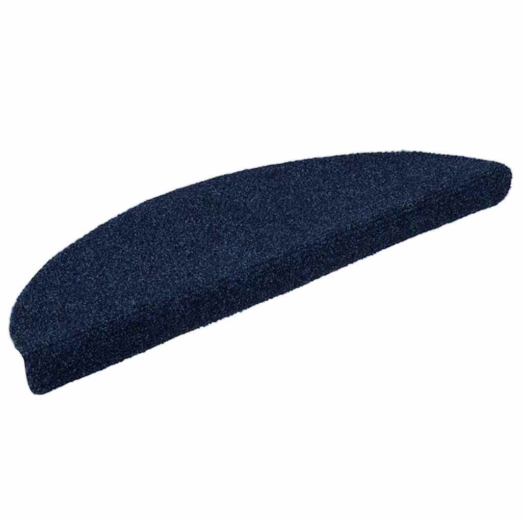 Stair Mats Self-adhesive 15 pcs 56x17x3 cm Navy Half Round