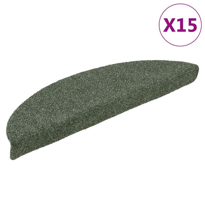 Stair Mats Self-adhesive 15 pcs 56x17x3 cm Green Half Round