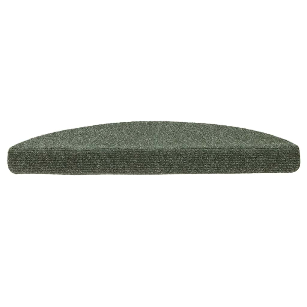 Stair Mats Self-adhesive 15 pcs 56x17x3 cm Green Half Round